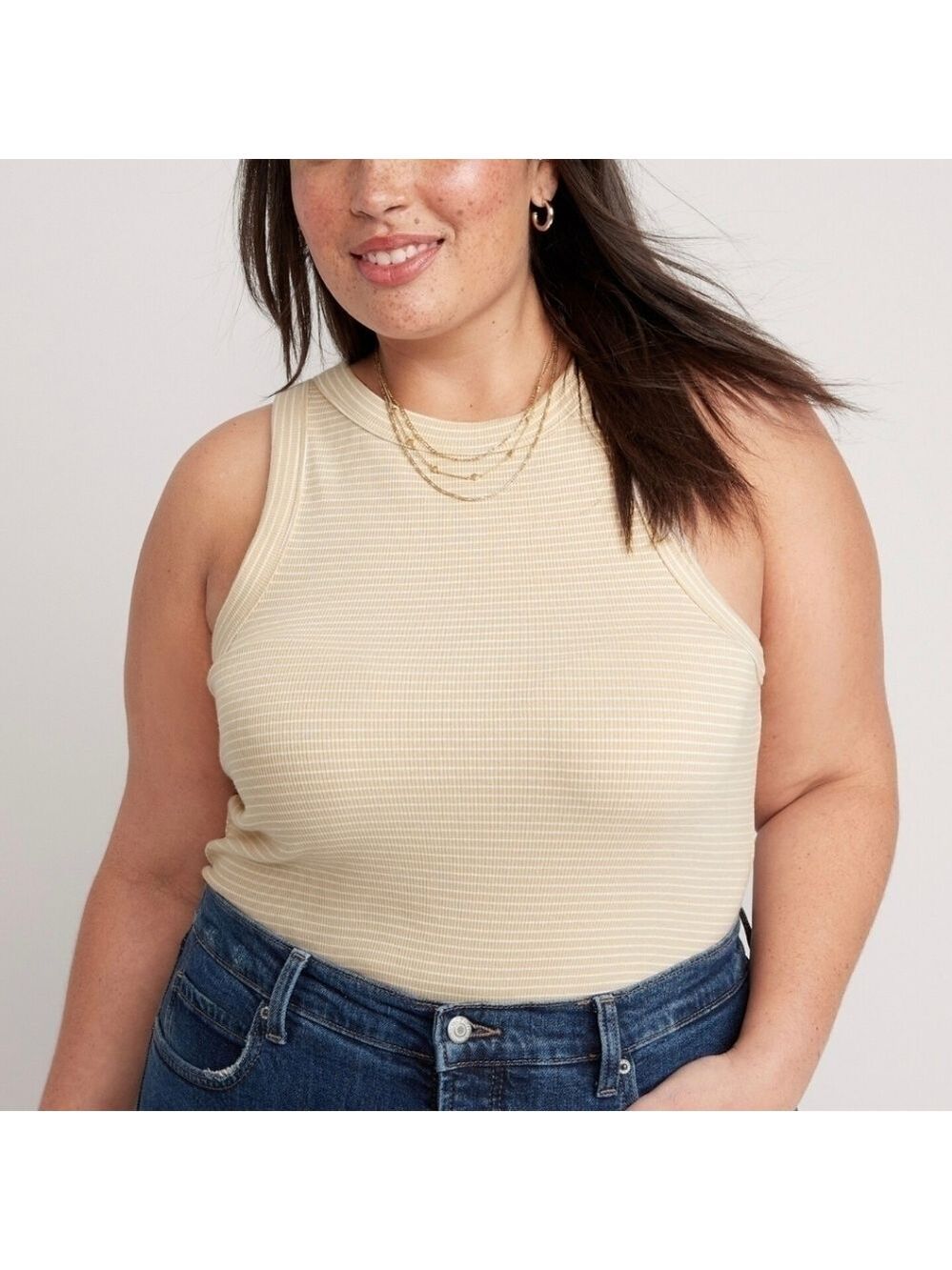 XXL - Old Navy | Striped Rib-Knit Cropped Tank Top